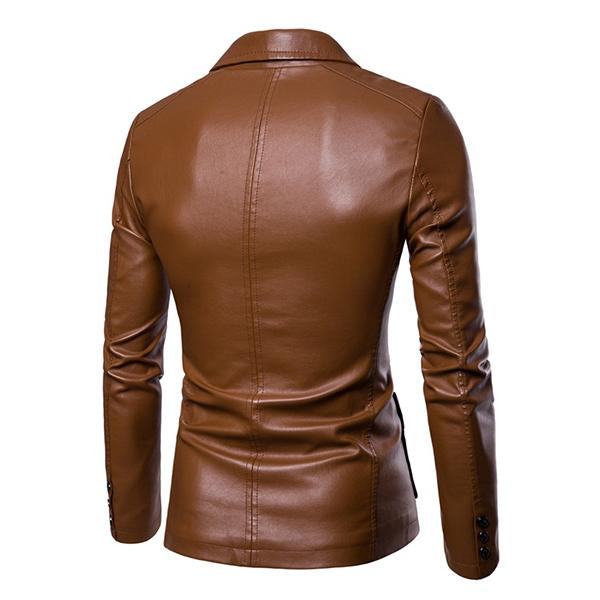 Herren-Vintage-Blazer aus Leder mit zwei Knöpfen 32344449M