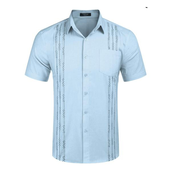 Chemise d'été à manches courtes brodée en lin pour hommes 57349423X