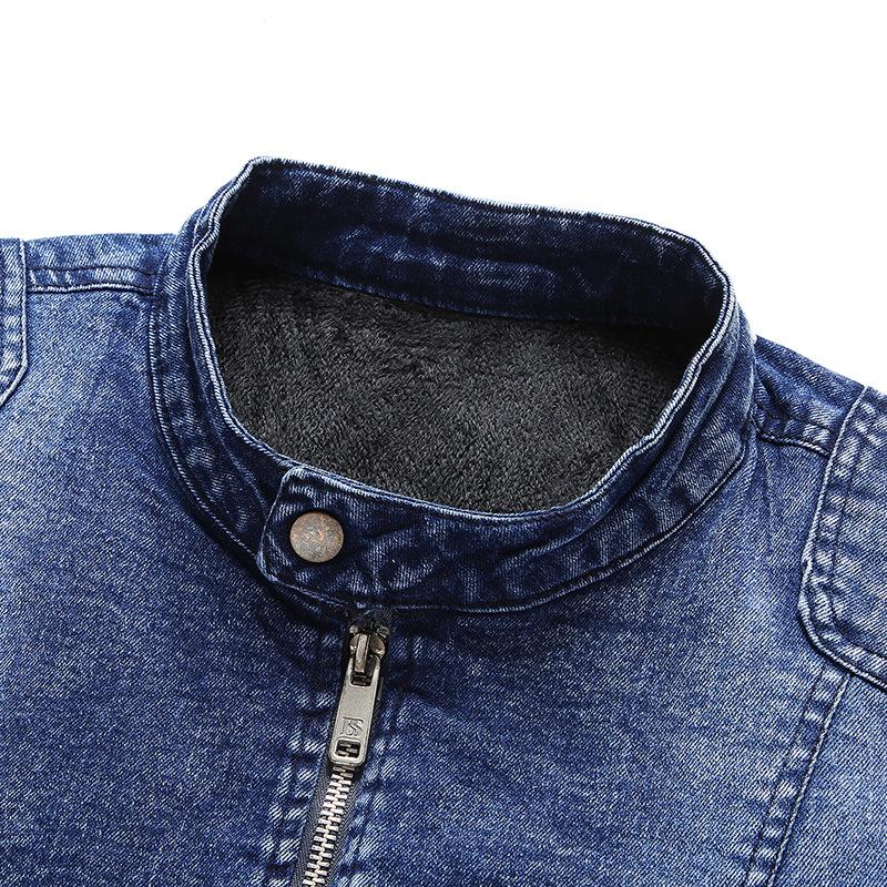 Men's Vintage Stand Collar Zipper Slim Denim Jacket 67794950M