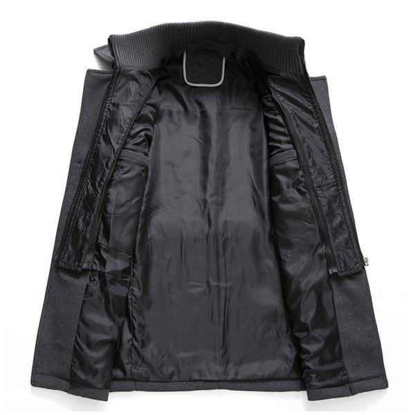 Herren Retro Doppelkragen Wollmantel 52685926X