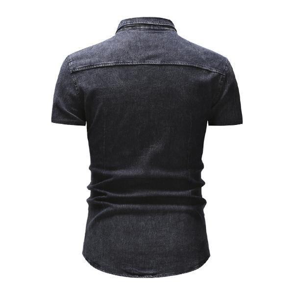 Camisa vaquera vintage de manga corta para hombre 47012502X