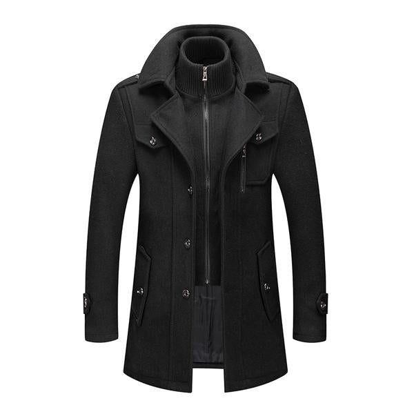 Herren Retro Doppelkragen Wollmantel 52685926X