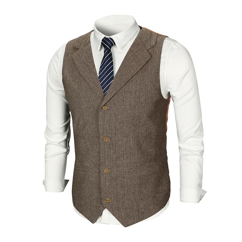 Men's Vintage Lapel Slim Single Breasted Suit Vest 38261597M