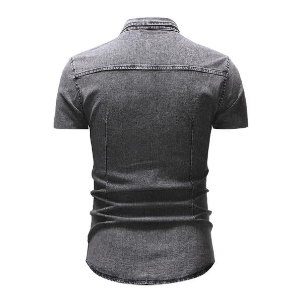 Camisa vaquera vintage de manga corta para hombre 47012502X