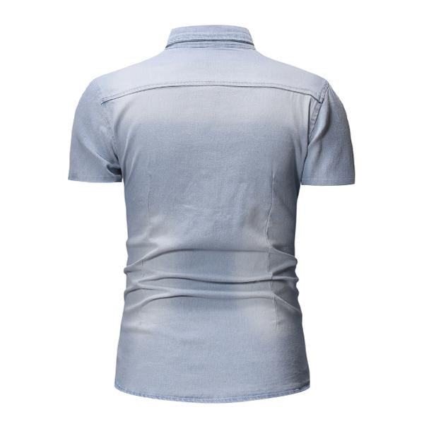 Camisa vaquera vintage de manga corta para hombre 47012502X