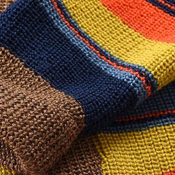 Men's Vintage Rainbow Stripe V-Neck Knit Sweater 10689080X