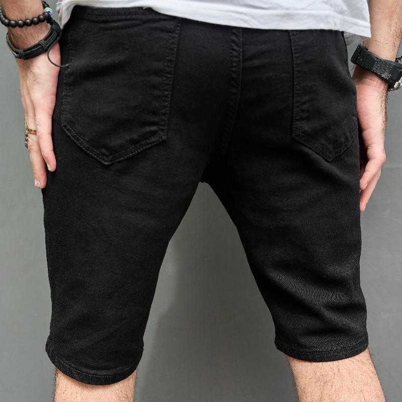 Schmale, gebürstete Jeans-Shorts für Herren mit lässigen Löchern 29690737Z
