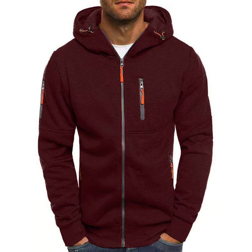 Herre fritidsjakke i bomullsblanding med glidelås, hette Slim Fit sportsjakke 87031331