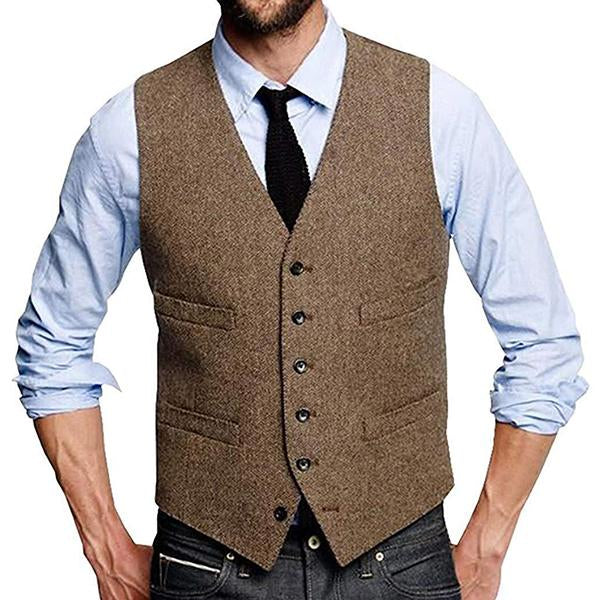 Mens Vintage Single Breasted Suit Vest 09712922M Brown / S Vests