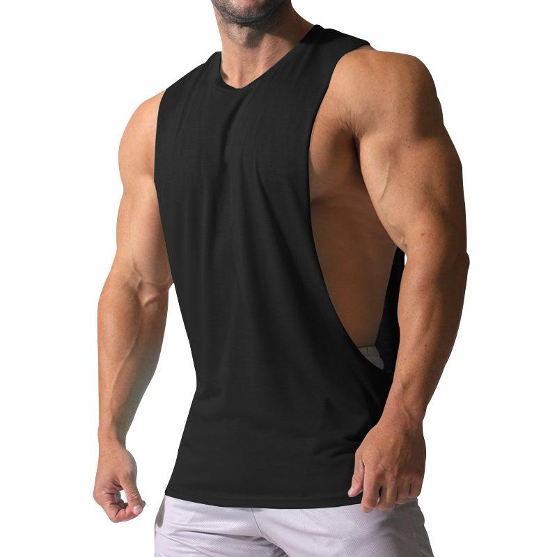Lockeres, einfarbiges Tanktop für Herren mit großem Seitenschlitz, Sport-Fitness-Shirt 23142265Z