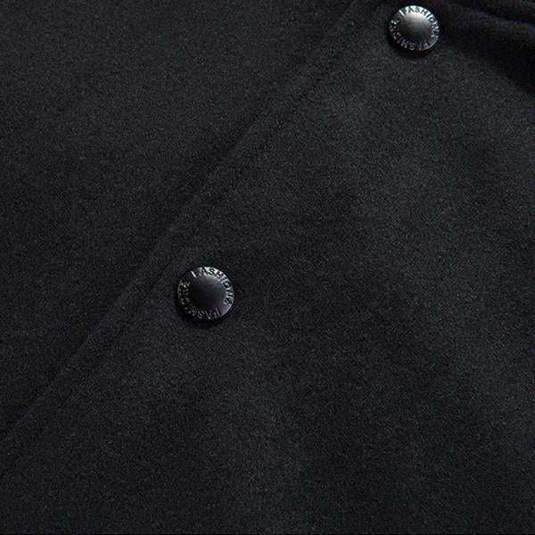 Men's Wool Leather Panel Casual Baseball Jacket 08101399M