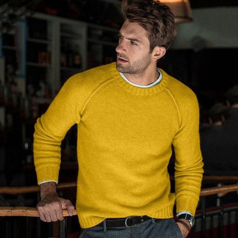 Suéter de punto con cuello redondo y color liso para hombre 85798282X