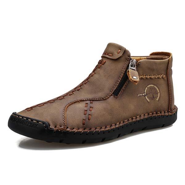 Mens Casual Leather Boots 97922599 Khaki / 6 Shoes
