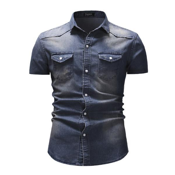 Men's Vintage Denim Short Sleeve Shirt 47012502X