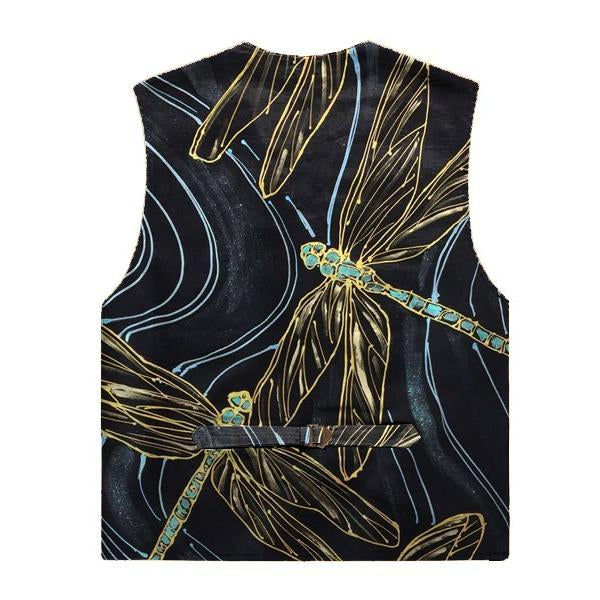 Gilet con scollo a V e stampa libellula vintage da uomo 81256459X