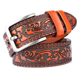 Cowhide Engraved Craft Belt 86879097M Orange / 105Cm Belts