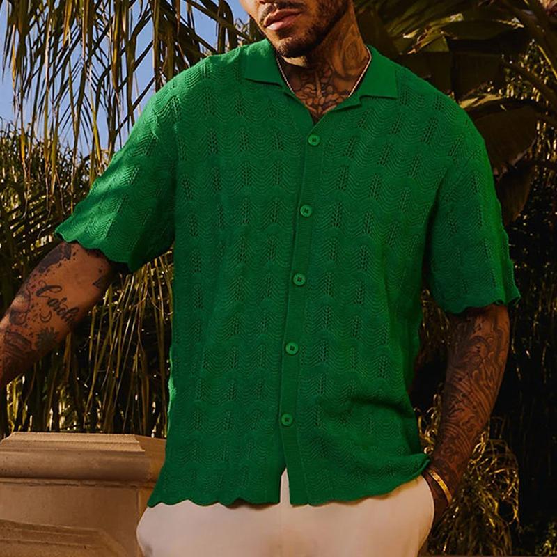 Pull-over ample à manches courtes en tricot vintage pour hommes 54114296Y