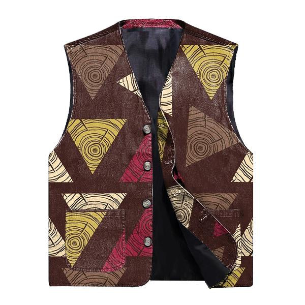 Gilet con scollo a V e stampa geometrica vintage da uomo 29490925X