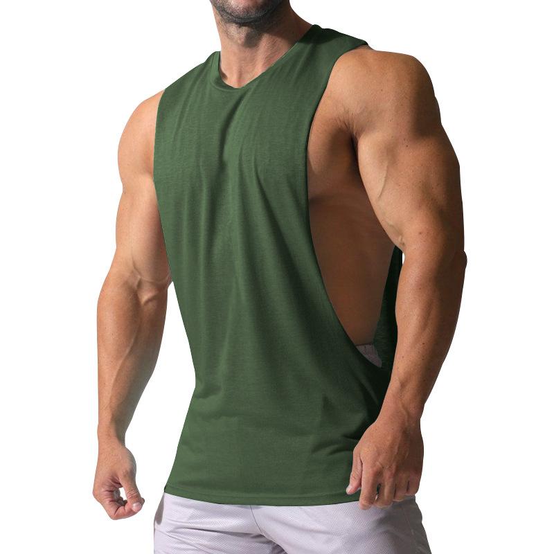 Lockeres, einfarbiges Tanktop für Herren mit großem Seitenschlitz, Sport-Fitness-Shirt 23142265Z