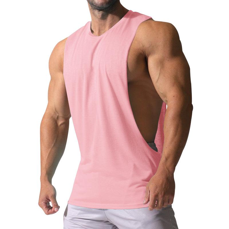 Lockeres, einfarbiges Tanktop für Herren mit großem Seitenschlitz, Sport-Fitness-Shirt 23142265Z