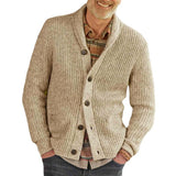 Men's Solid Color Lapel Long Sleeve Knit Cardigan 47184840M