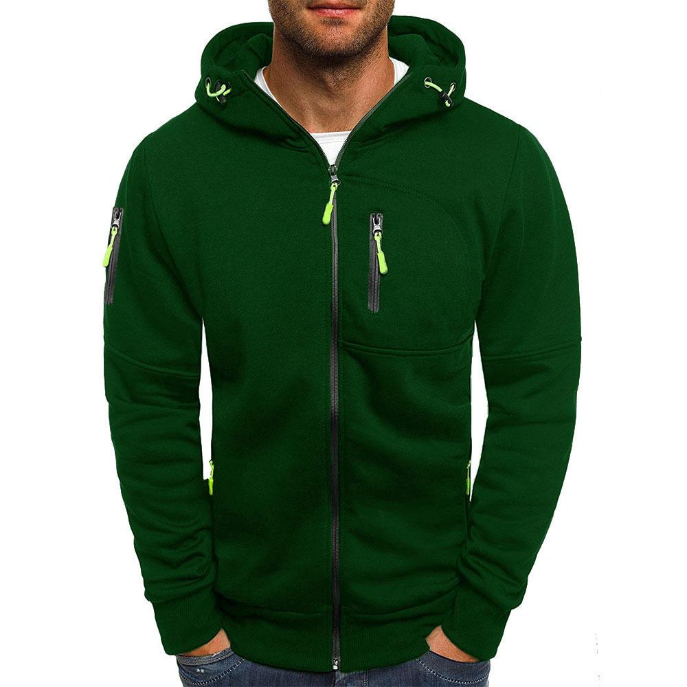 Herre fritidsjakke i bomullsblanding med glidelås, hette Slim Fit sportsjakke 87031331