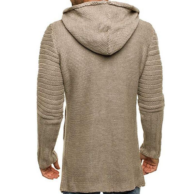 【Envío en 24 horas】Cárdigan de punto de manga larga con capucha y largo medio para hombre 90721661M