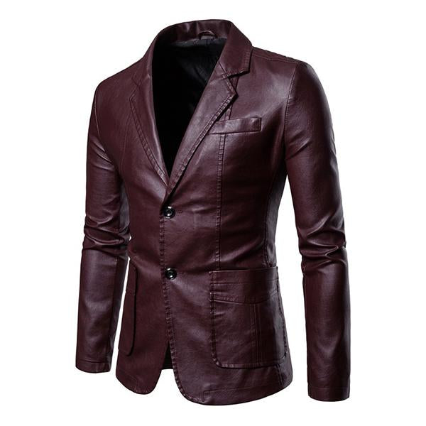 Herren-Vintage-Blazer aus Leder mit zwei Knöpfen 32344449M