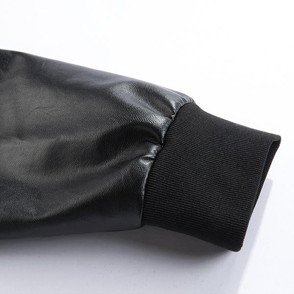 Men's Wool Leather Panel Casual Baseball Jacket 08101399M