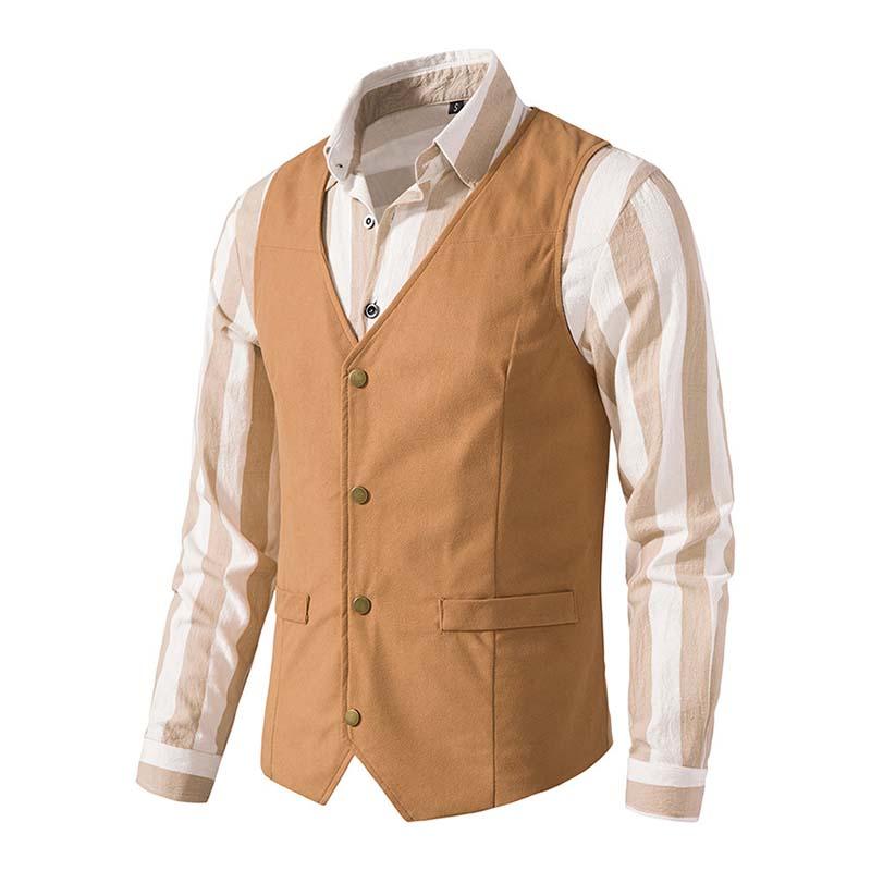 Gilet vintage slim à col en V et boutonnage simple pour homme 49764843M (chemise exclue)