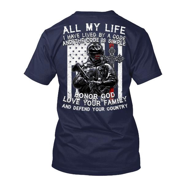 Tribute To Veterans Crew Neck T-Shirt Ack Print81271560X / Navy S Shirts & Tops