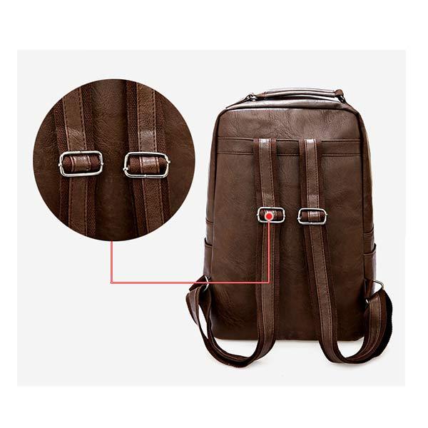 Vintage Business Zip Flap Leather Backpack Bag