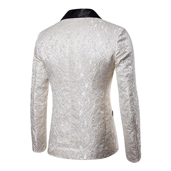 Herren-Blazer mit einem Knopf und Jacquard-Revers im Vintage-Stil 76533871M