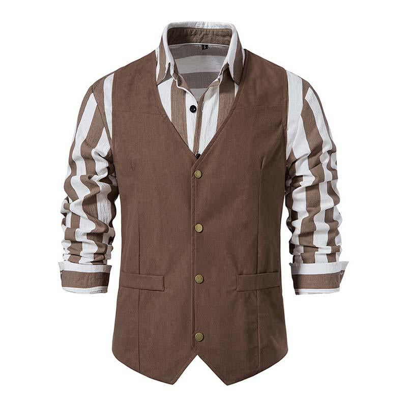 Gilet vintage slim à col en V et boutonnage simple pour homme 49764843M (chemise exclue)