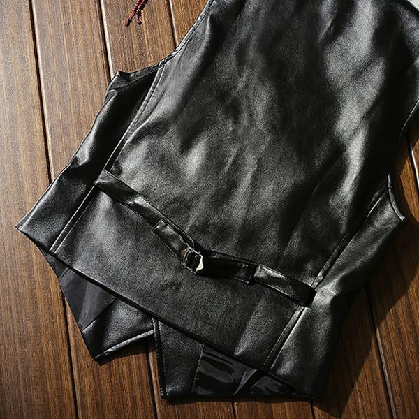 Vintage Leather Button Vest Vests