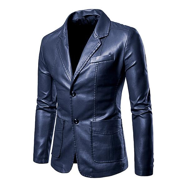 Herren-Vintage-Blazer aus Leder mit zwei Knöpfen 32344449M