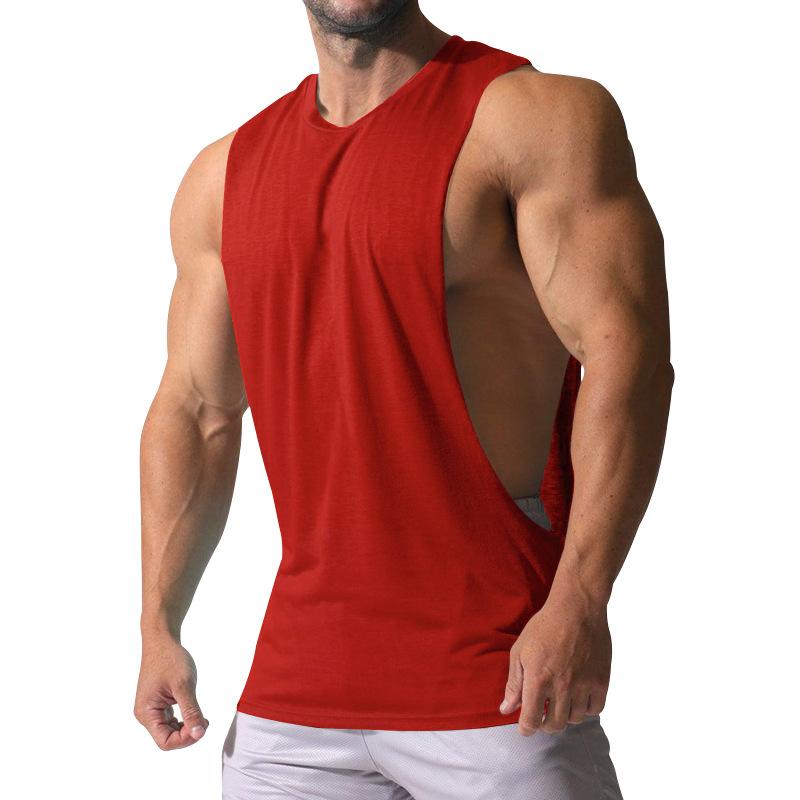 Lockeres, einfarbiges Tanktop für Herren mit großem Seitenschlitz, Sport-Fitness-Shirt 23142265Z
