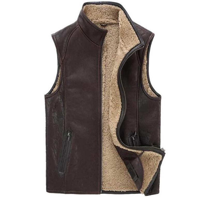 Mens Thermal Leather Vest Brown / S Vests