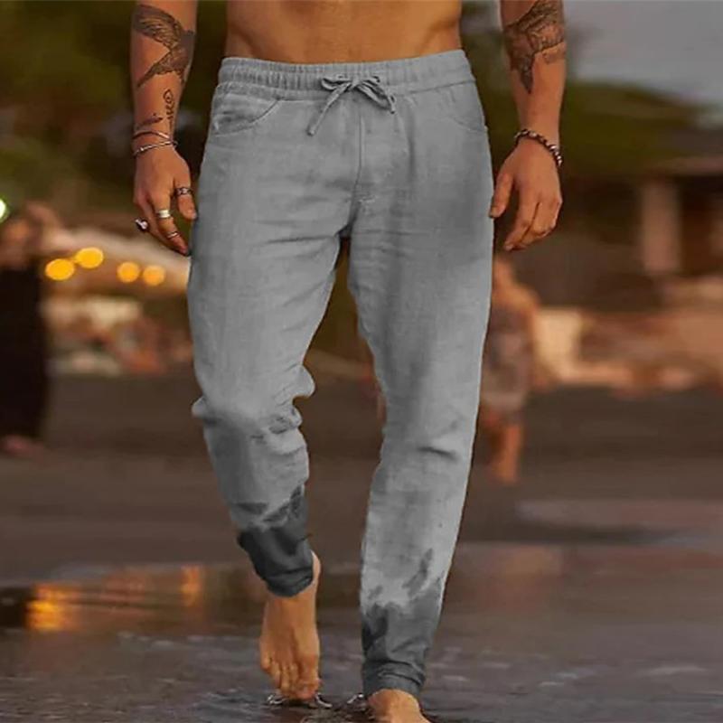 Pantalon de plage ample décontracté à taille élastique avec cordon de serrage de couleur unie pour hommes 31939183M
