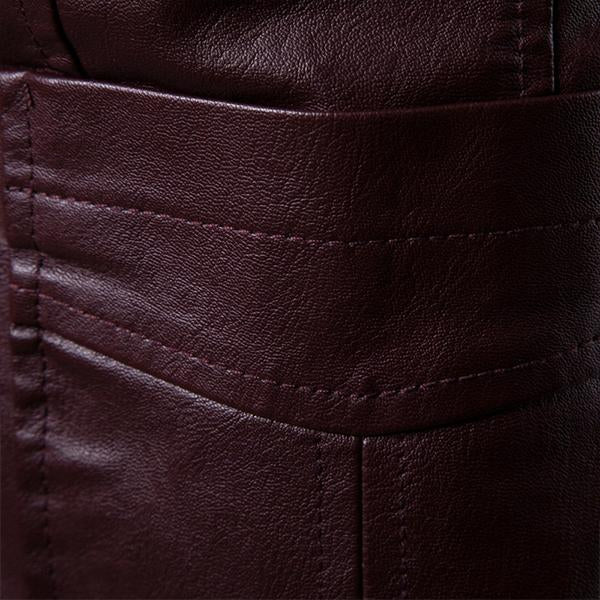 Men's Vintage Lapel Two Button Leather Blazer 32344449M