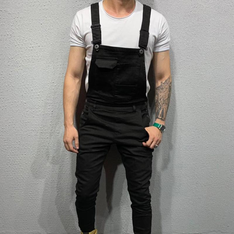 Salopette in denim tinta unita da uomo 01703561X