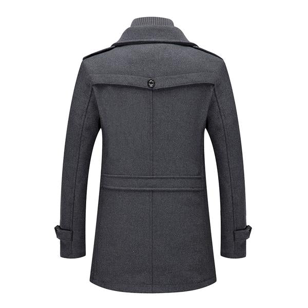 Herren Retro Doppelkragen Wollmantel 52685926X