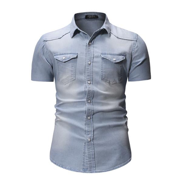 Camisa vaquera vintage de manga corta para hombre 47012502X