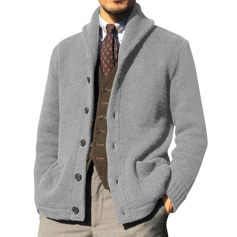 Men's Solid Color Button Knit Jacket 39990512X