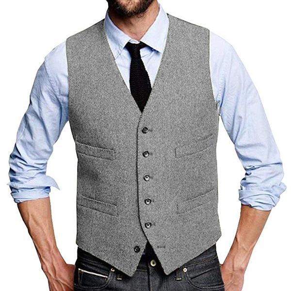 Mens Vintage Single Breasted Suit Vest 09712922M Light Grey / S Vests