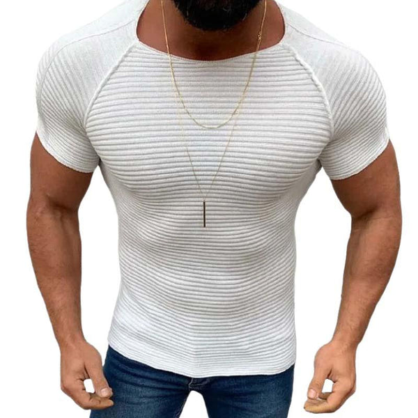 Men's Casual Slim Round Neck Short Sleeved Knitwear 59345509M