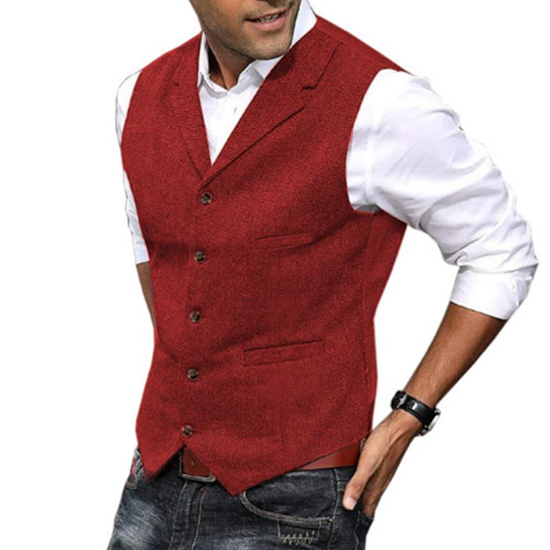 Vintage fiskebeinsjakke for menn, enkelspent slim fit dressvest 34062296M