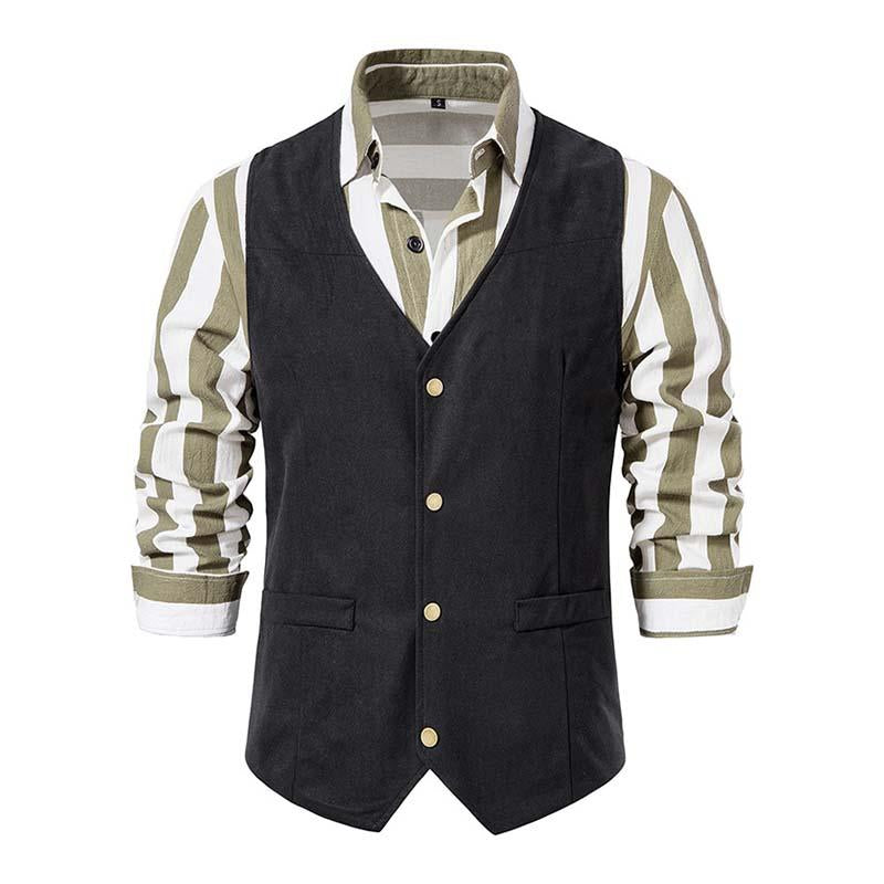 Gilet vintage slim à col en V et boutonnage simple pour homme 49764843M (chemise exclue)