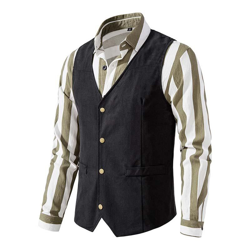 Gilet vintage slim à col en V et boutonnage simple pour homme 49764843M (chemise exclue)