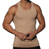 Men's Knitted Vertical Stripe Athletic Fit Racerback Tank Top 92662830X